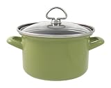 Review Chantal 32-160S LG / Chantal Enamel-On-Steel 2 Quart Soup Pot with Tempered Glass Lid, Glossy Garden Green