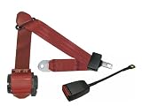 3-Point Retractable Lap & Shoulder Seat Belt, Red, with End Release Buckle
