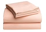 400-Thread-Count 100% Cotton Sateen Queen Sheet Set, Peach