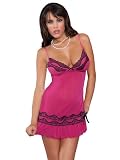 Pink Black Chemise Womens Sexy Sheer Lingerie Mesh With Thong