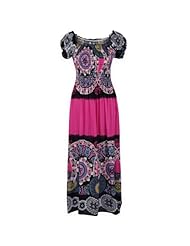 Floral Print Ankle Length Round Neck Elasticized   Waistline Maxi Dress 