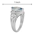 Superb Ring With 0.95ctw Precious Stones - Genuine Clean Diamonds and Aquamarine Well Made in 14K White Gold - Certificate Available.
