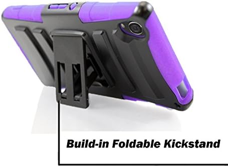 Xperia Z3 Case, Sony Xperia Z3 D6653 StarShop Dual Layer Holster Case with Kickstand and Locking Belt Swivel Clip Purple