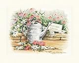 Watering Can Daisies FINEST BRAND CANVAS Print With Added Heavy BRUSHSTROKES Peggy Thatch Sibley 20x16