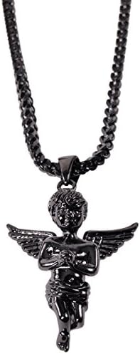 The Gold Gods Angel Piece Black Rhodium Necklace 28"