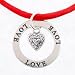 LOVE Affirmation Band in Sterling Silver with Heart Charm on Red Satin Necklace, 16in - 18in long, #8877