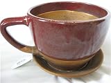 Outdoor Living : Oversized Red and Brown Teacup Coffee Cup Planter