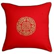 Decorative Handmade Red & Gold Cushion Cover / Pillow Sham - Chinese Long Life & Lotus Flower Symbol