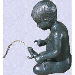 boy with frog statue gothic fountain or pond sculpture