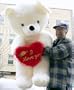 GIANT 54" SOFT STUFFED TEDDY BEAR WITH LUXURIOUS WHITE FUR - BIG LIFESIZE GIANT HUGE STUFFED ANIMAL - HOLDS HEART THAT SAYS: I LOVE YOU - AMERICAN MADE IN THE USA AMERICA