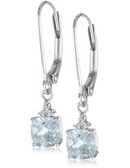 10K White Gold Aqua and White Topaz Leverback Earrings