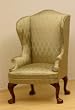 Upholstered Wing Chair in Champagne Damask Dollhouse Miniature