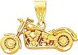 14K Gold Diamond Cut 3-D Motorcycle Pendant
