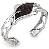 Organic Red Stingray Leather Sterling Silver Bracelet Bangle