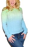 Polo Ralph Lauren Black Label Womens Cashmere Cable Sweater Crewneck Green Blue Medium