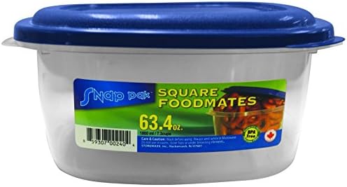 StoreMaxx Foodmates 240 Square Food Storage Container with Clear/Blue Lid (Pack of 12), 63.4 oz, Slate Blue/Opaque