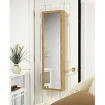 Mirrotek JA1448OK Over the door jewelry Armoire Mirror in Oak
