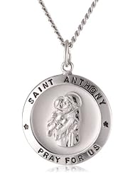 Sterling Silver Round Saint Anthony Pendant Necklace, 20"