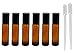 Amber Glass Essential Oil Travel Roll-On .33 oz (6 Pack) + 2 Clear Pipettes (3 ml) and Travel Bag for Aromatherapy, DIY, Perfume, Home and Travel