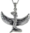 Sterling Silver Egyptian Goddess Isis Pendant, 1 1/8 in. (29mm) long