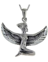 Sterling Silver Egyptian Goddess Isis Pendant, 1 1/8 inch long
