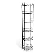 Ornate 5 Tier Book Case Cd Rack Shelf Unit Black Metal