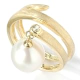 Sterling Silver / 14K Plated Cultured Freshwater Pearl & White Topaz Ring