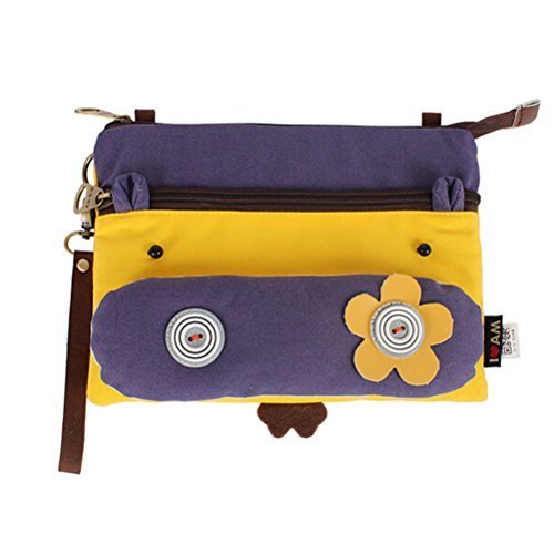 Cute Hippo Shockproof Canvas Sleeve Case Pouch With Side Pocket Mini Clutch/Messenger Bag for Apple iPad Mini 3 1 2 Purple