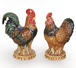 French Country Rooster And Chicken Salt And Pepper Shakers For Kitchen Decor