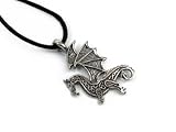 Celtic Dragon for Power, Pewter Pendant on Adjustable Corded Necklace