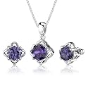 Exclusive Splendor: 10.00 carat Concave-Cut Snowflake Shape Alexandrite Pendant Earring Set in Sterling Silver