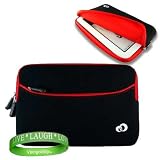 Borders Kobo Vox eReader Accessories Kit: Jet Black with Ruby Red Kobo Vox eReader Carrying Sleeve With Extra Pocket + A Live*Laugh*Love Wrist Band!!!