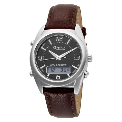 Caravelle by Bulova Men's 43C11 Leather Strap Black Dial Watch