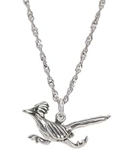 Sterling Silver Road Runner Bird Charm with Thin Singapore Chain Necklace