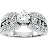 14K White Gold Round Channel Set Diamond Semi Mount Engagement Ring