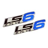 2x (pair set) LS6 5.7L V8 Blue Engine Emblems Badges Highly Polished Aluminum Chrome... by Unknown