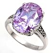 Sterling Silver Marcasite Rings with Lavender CZ - Sizes: 5-9