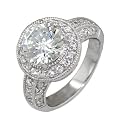 Sterling Silver (8mm) Brilliant CZ Pave Engagement Ring