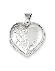 Sterling Silver 21mm Floral Heart Locket. Metal Wt- 2.5g