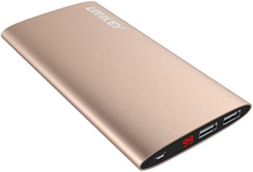 UniKey 12000mAh Portable Charger Dual USB External Battery Charger Quick Charger Power Pack With Aluminium Alloy Body Design,Gold