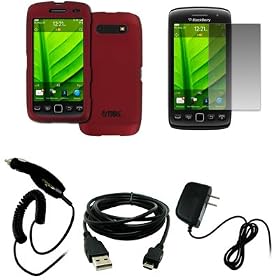 EMPIRE BlackBerry Torch 9850 9860 Red Rubberized Hard Case Cover + Screen Protector + Car Charger... by