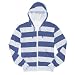 Royal Blue Gray Fleece Rugby Stripe Hoodie Unisex Sizes. Fleece