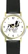 English Springer Spaniel Dog - WATCHBUDDY&reg; DELUXE TWO-TONE THEME WATCH - Arabic Numbers - Black Leather Strap-Women's Size-Small
