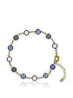 Shiny Cristal Pulsera  metal bañado en oro 24 ct / Azul