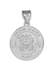 US Navy Solid 10k White Gold Coin Pendant
