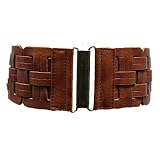 Ladies 3" Wide Woven Stretch Belt in Brown or Black