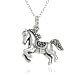 Sterling Silver Marcasite Horse Zodiac Pendant, 18"