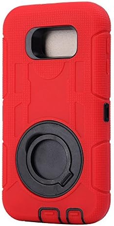 S6 Case, Galaxy S6 Case, Aitech Ultra Shock&drop-proof Amy-grade Protective Hard Defender Case and Three Layer Hard Shell Cover Holster with 360 Degree Rotating Ring Bracket Protective Case for Samsung Galaxy S6-- TPU Rubber & Silicone Case with Stand & Clip for Samsung Galaxy S6 (Red +Black)