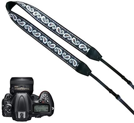 Pleter Embroidered Paisley Pattern Style Soft Cotton Fabric Neck Shoulder Strap Camera Strap for DSLR, SLR, and Digital Camera, for Nikon, Canon, Samsung ETC 0187