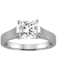 0.90 Ct Princess H/I SI1/SI2 Diamond 18K White Gold Solitaire Ring